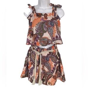 OndadeMar Paisley Two Piece Resort Wear Short Set Size Small